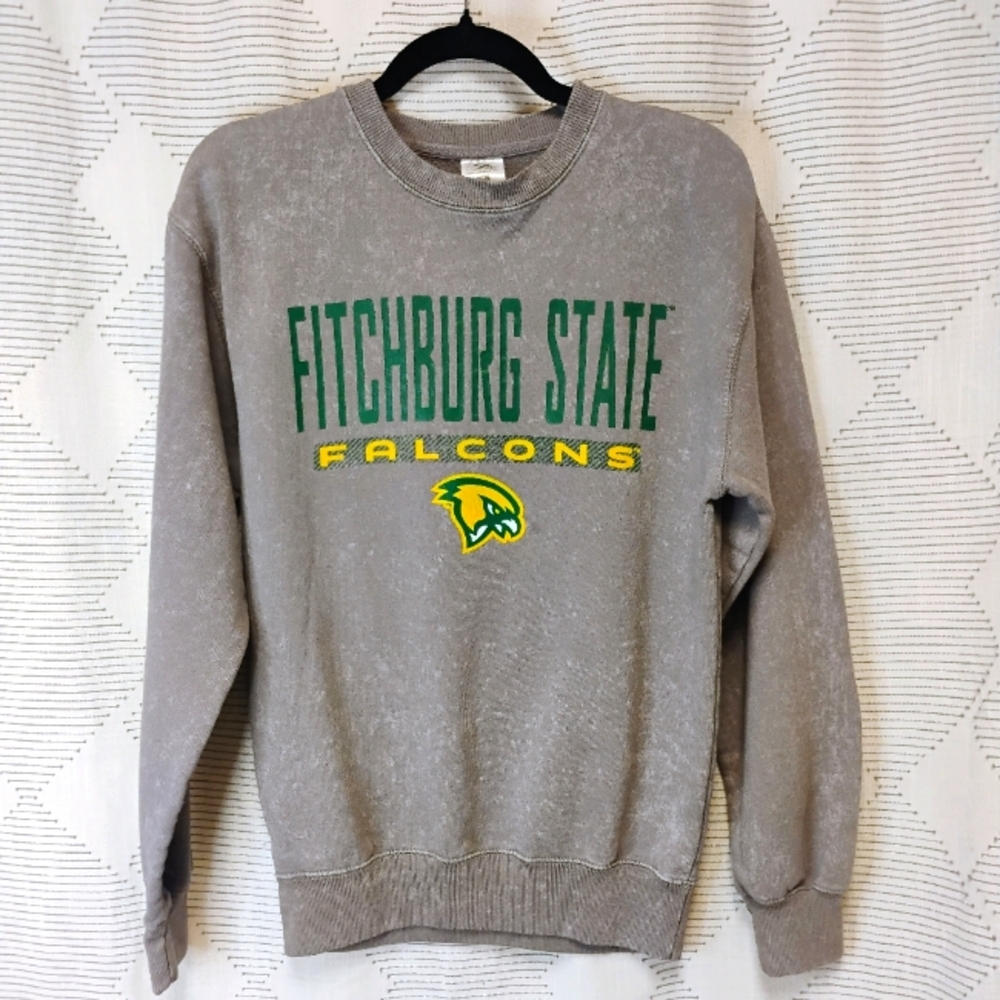 Gray Fitchburg State Falcons Men's Crewneck Sweatshirt